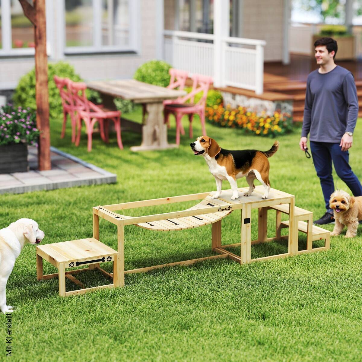 PawHut Hunde Agility Set Holzoptik Holz B/H/L: ca. 50x56x120 cm
