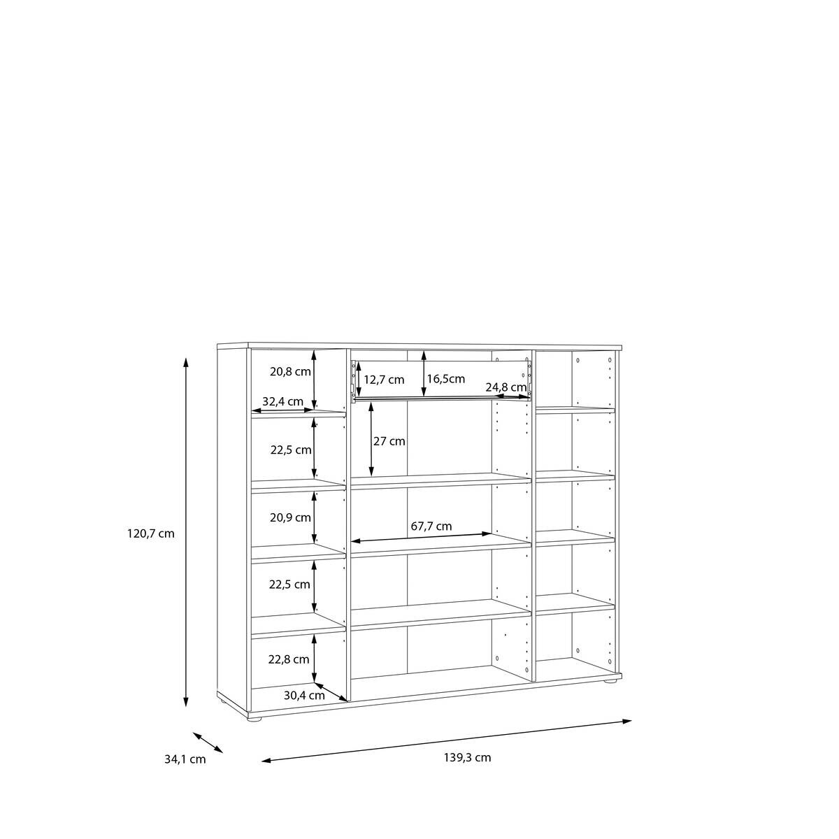 Kommode Eiche Artisan Nachbildung salbei B/H/T: ca. 139x121x35 cm