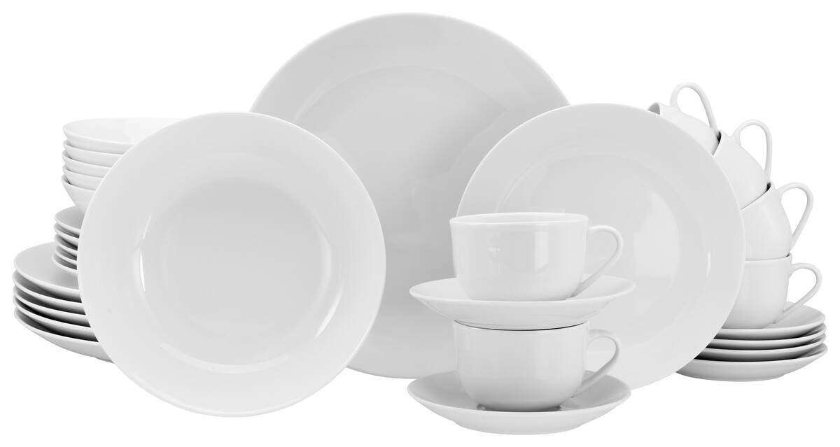 CreaTable Kombiservice Luna weiß Porzellan 30 tlg.