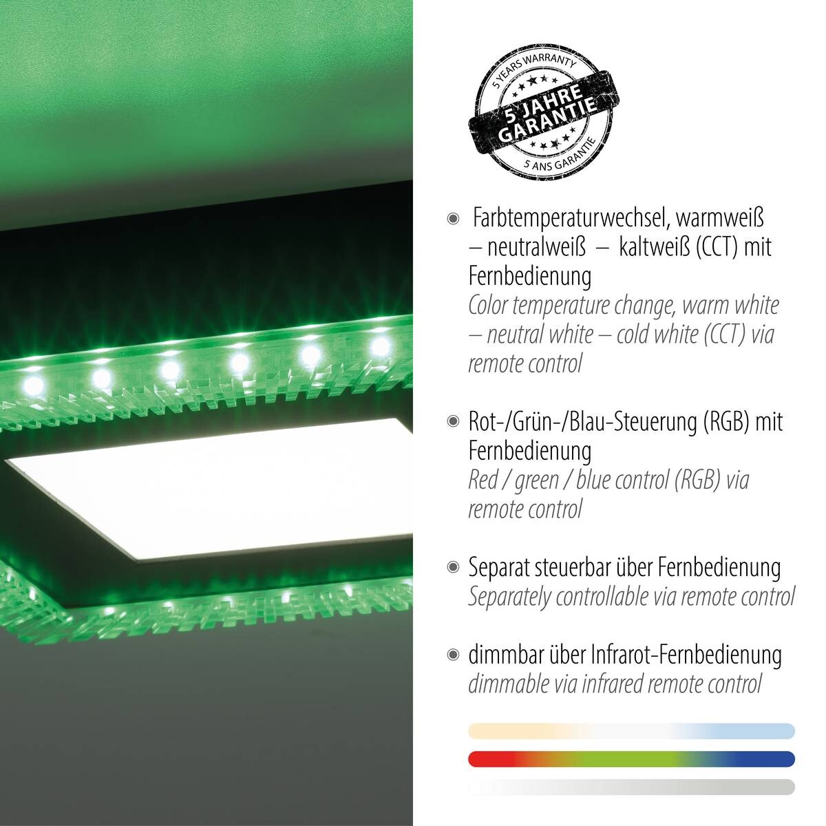 Just Light LED-Deckenleuchte 14510-18 schwarz Kunststoff B/H/L: ca. 20x5x20 cm