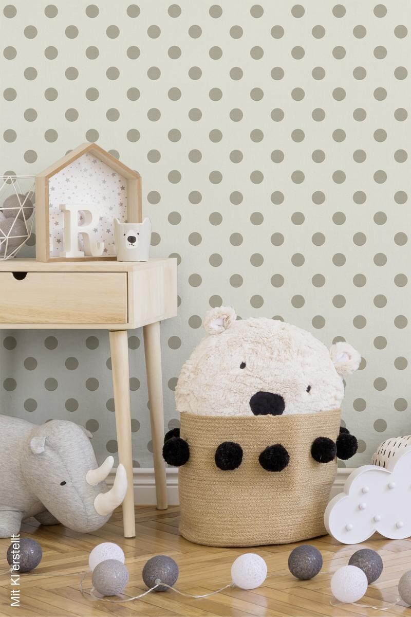 Vliestapete Punkte weiß beige B/L: ca. 53x1005 cm