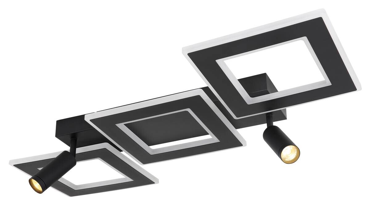 GLOBO Deckenleuchte schwarz Opal Metall Acryl B/H/L: ca. 56x11,5x82 cm 2 Brennstellen