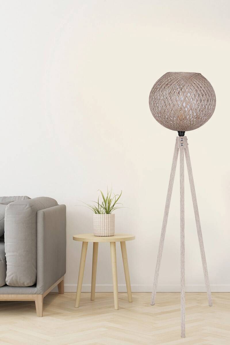 Opviq Stehleuchte creme MDF B/H/T/L/D: ca. 38x145x38x38x38 cm E27 1 Brennstellen