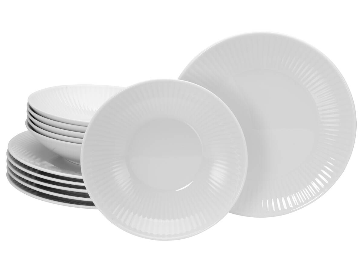 CreaTable Tafelservice Valencia weiß Porzellan 12 tlg.