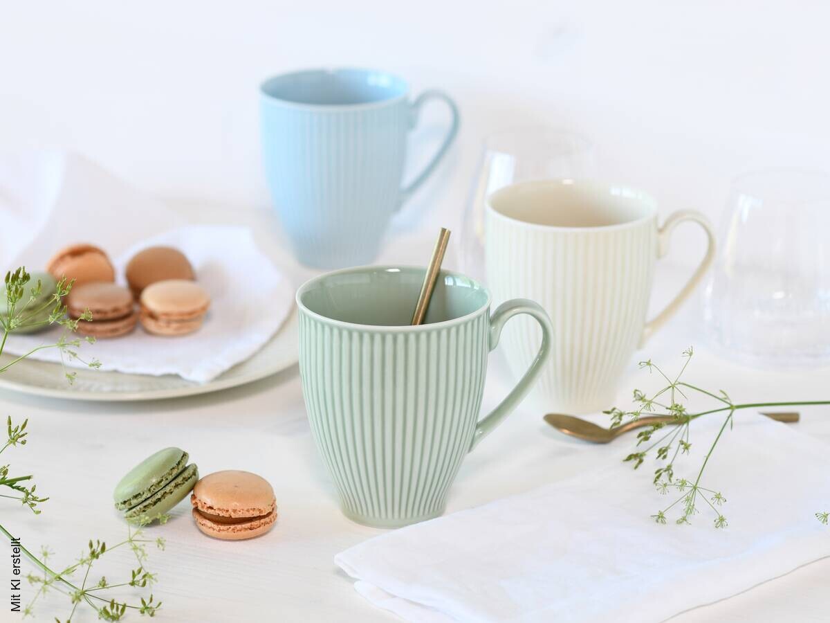 CreaTable Kaffeebecher Valencia bunt Porzellan 6 tlg.