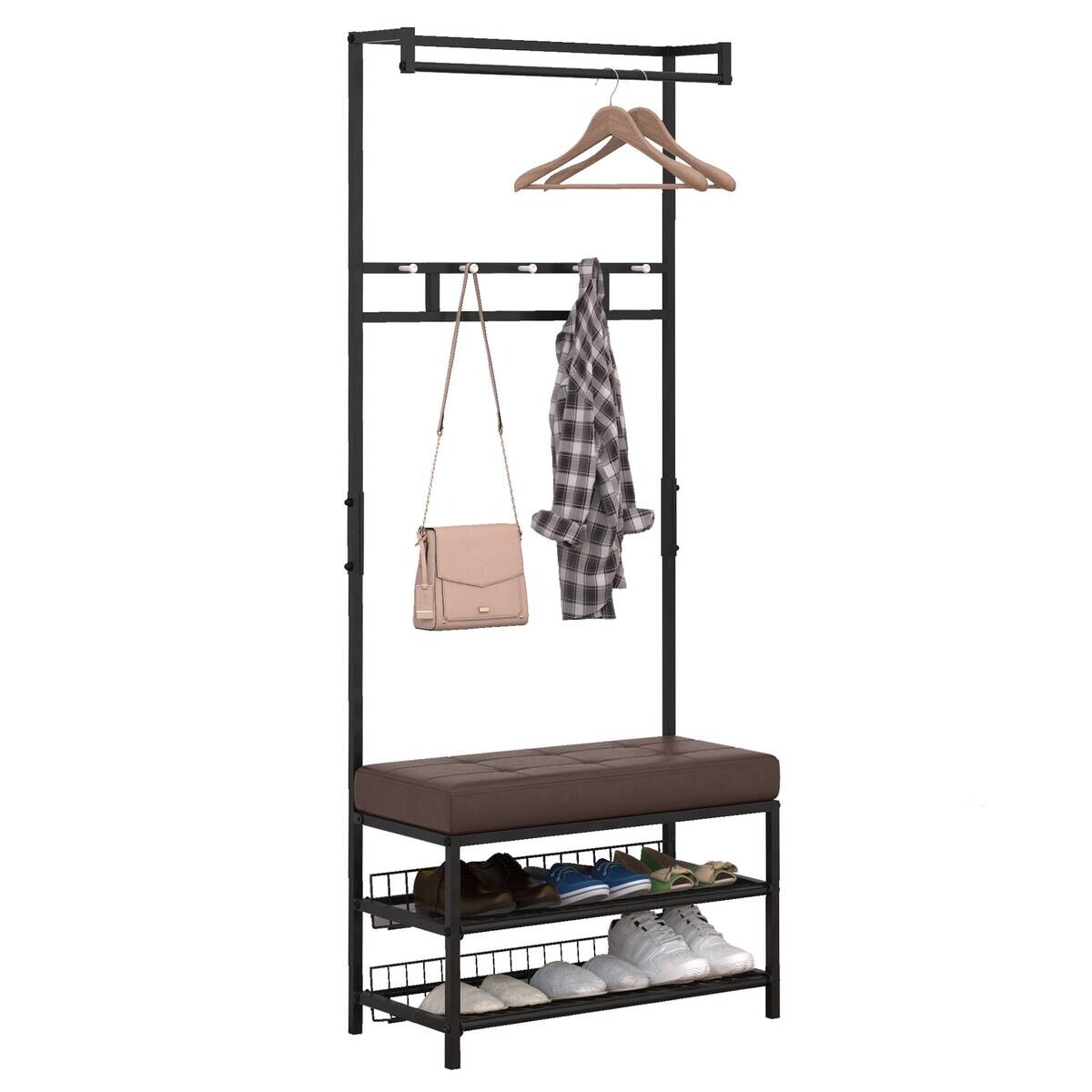 HOMCOM Garderobe schwarz Polypropylen B/H/L: ca. 35x725x180 cm