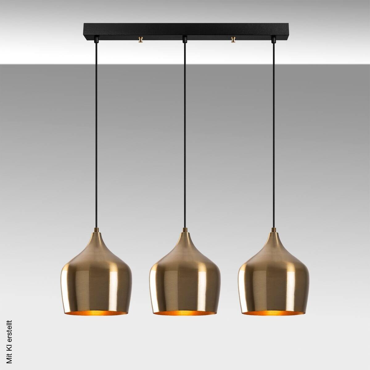 Opviq Pendelleuchte messing B/H/T: ca. 72x124x22 cm E27 3 Brennstellen