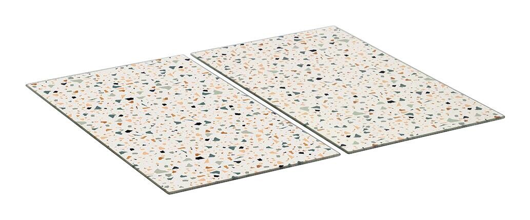 Zeller Herd-/Schneideabdeckplatten-Set Terrazzo bunt Glas B/H/L: ca. 30x0,8x52 cm