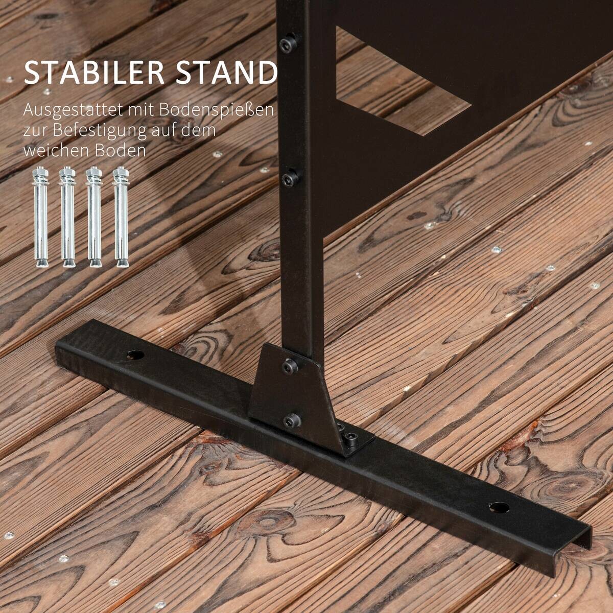 Outsunny Sichtschutz schwarz Stahl B/H/L: ca. 45x198x122 cm