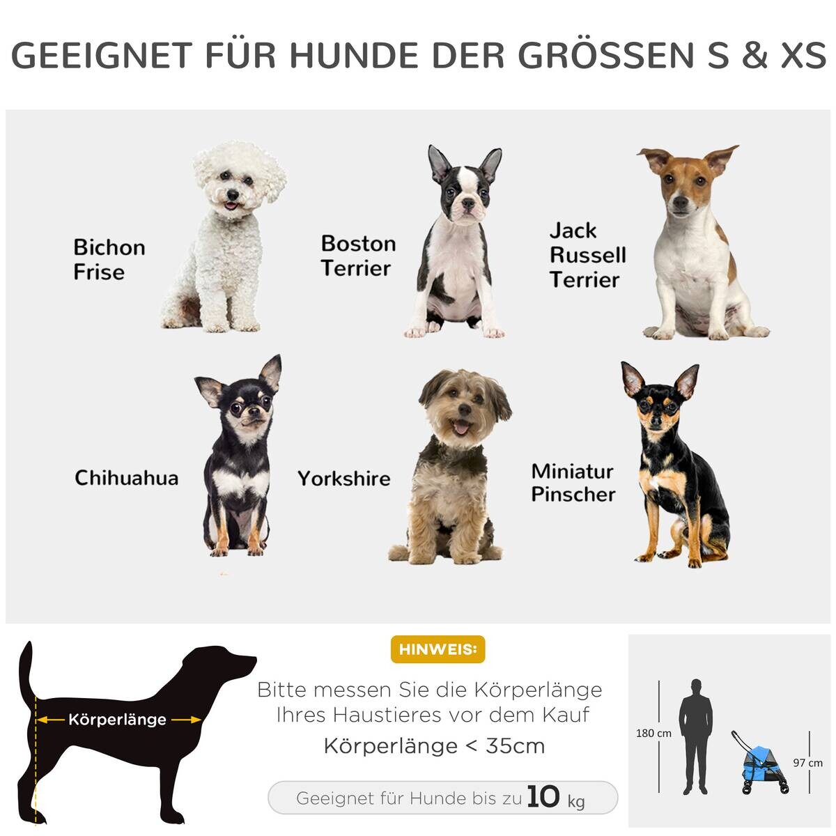 PawHut Hundebuggy blau Polyester-Mischgewebe B/H/L: ca. 47x97x82 cm