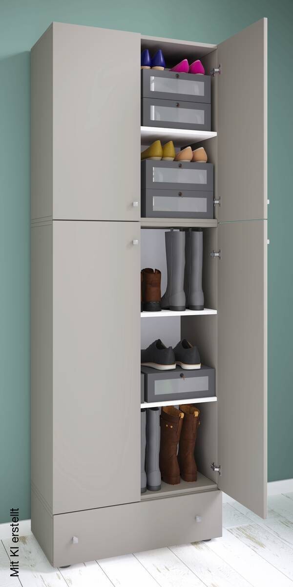 Schuhschrank Lona grau weiß B/H/T: ca. 70x200x39 cm