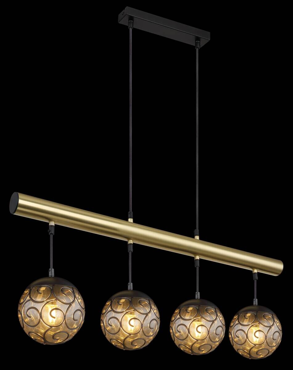 GLOBO Pendelleuchte Fitz Rauch Metall Kunststoff B/H/L: ca. 90x15x120 cm E27 4 Brennstellen