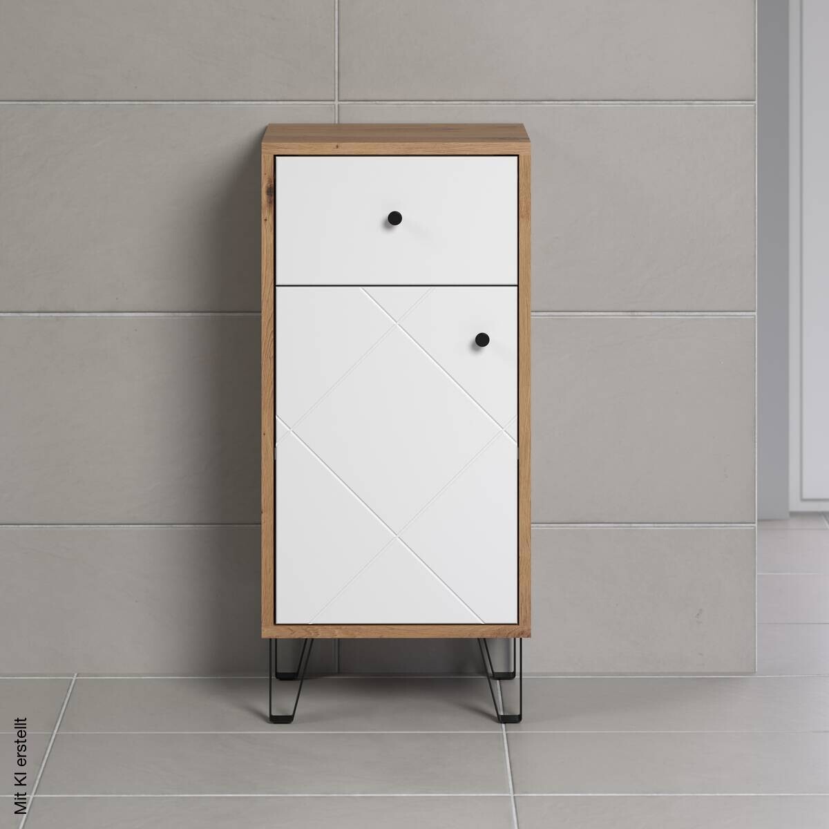 Stauraumelement Touch Eiche Artisan Nachbildung weiß matt B/H/T: ca. 36x79x29 cm