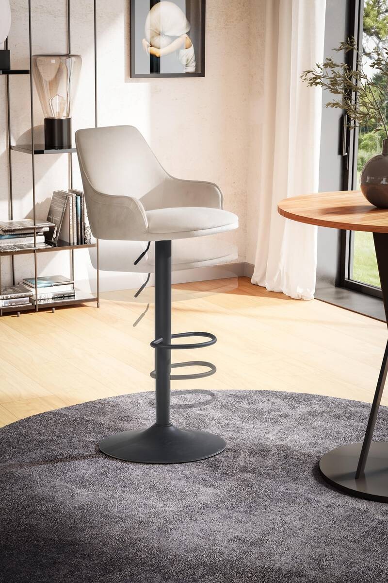 Barhocker beige Samt B/H/T: ca. 45x106x45 cm