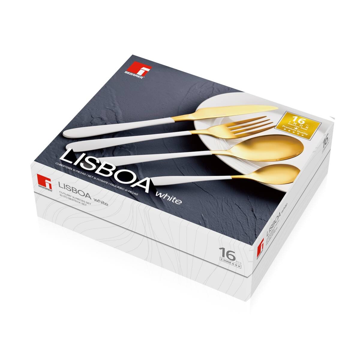 BERGNER Besteckset Lisboa white weiß Edelstahl 16 tlg.