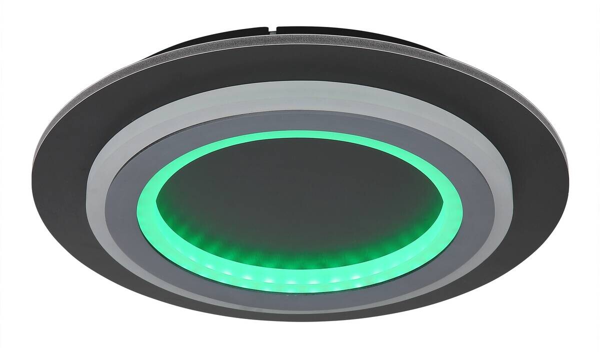 GLOBO LED-Deckenleuchte mattschwarz Opal grau Metall Kunststoff Acryl H/D: ca. 5,5x34 cm 1 Brennstellen