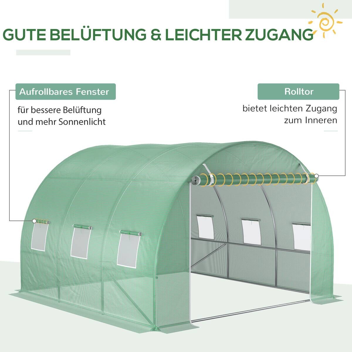 Outsunny Ersatzfolie grün Polyethylen B/H/L: ca. 300x200x300 cm