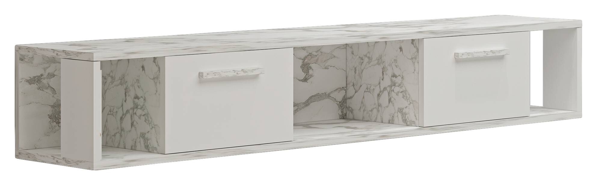 TV-Lowboard Aldora weiß Marmoroptik B/H/T: ca. 160x30x30 cm