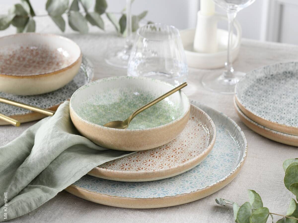 CreaTable Tafelservice Uno bunt Steinzeug 12 tlg.