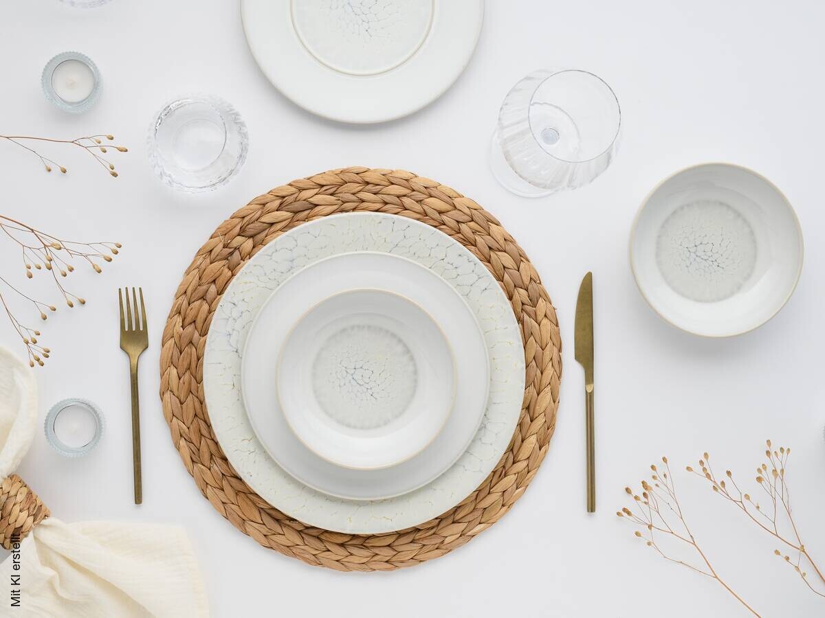 CreaTable Tafelservice Unico Toscania offwhite Steinzeug 12 tlg.
