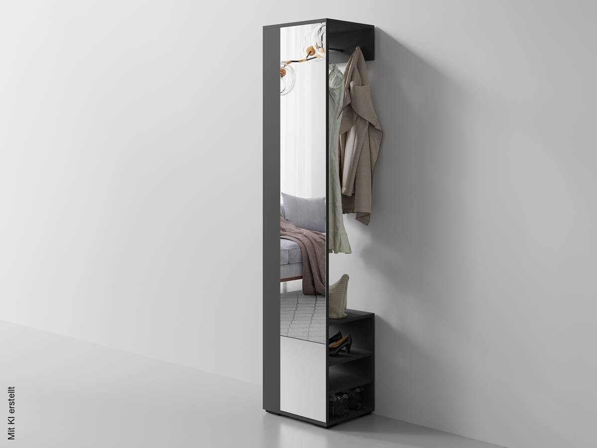 Hochschrank BEN anthrazit Spiegel B/H/T: ca. 40x184x35 cm