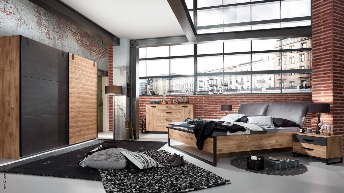 Futonbett Detroit Plankeneiche Nachbildung B/H/T: ca. 180x100x210 cm Liegefläche B/L: ca. 180x200 cm
