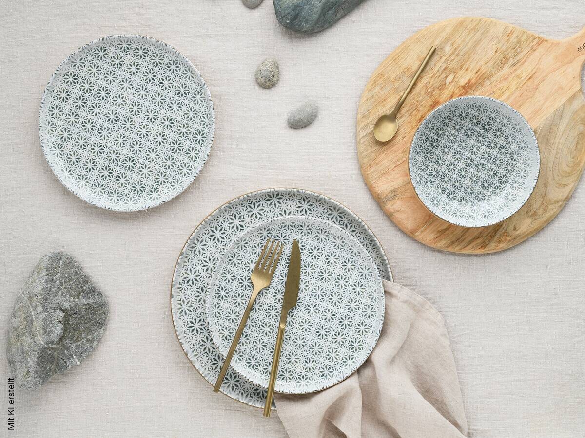 CreaTable Tafelservice Uno Emiliana grau Steinzeug 12 tlg.