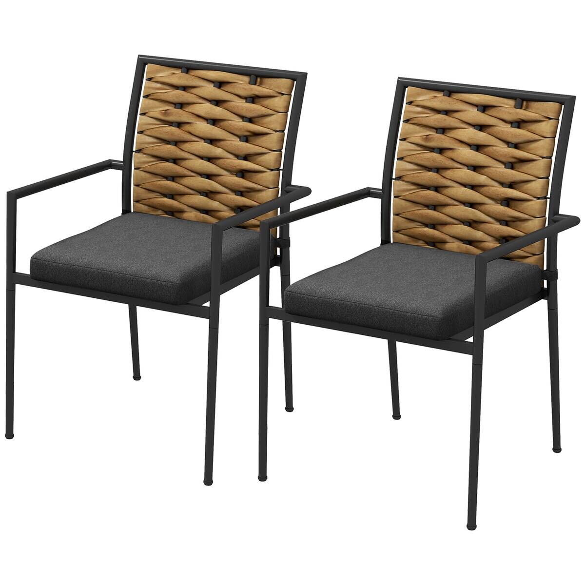Outsunny Gartenstuhl schwarz Edelstahl B/H/L: ca. 58x57x87 cm