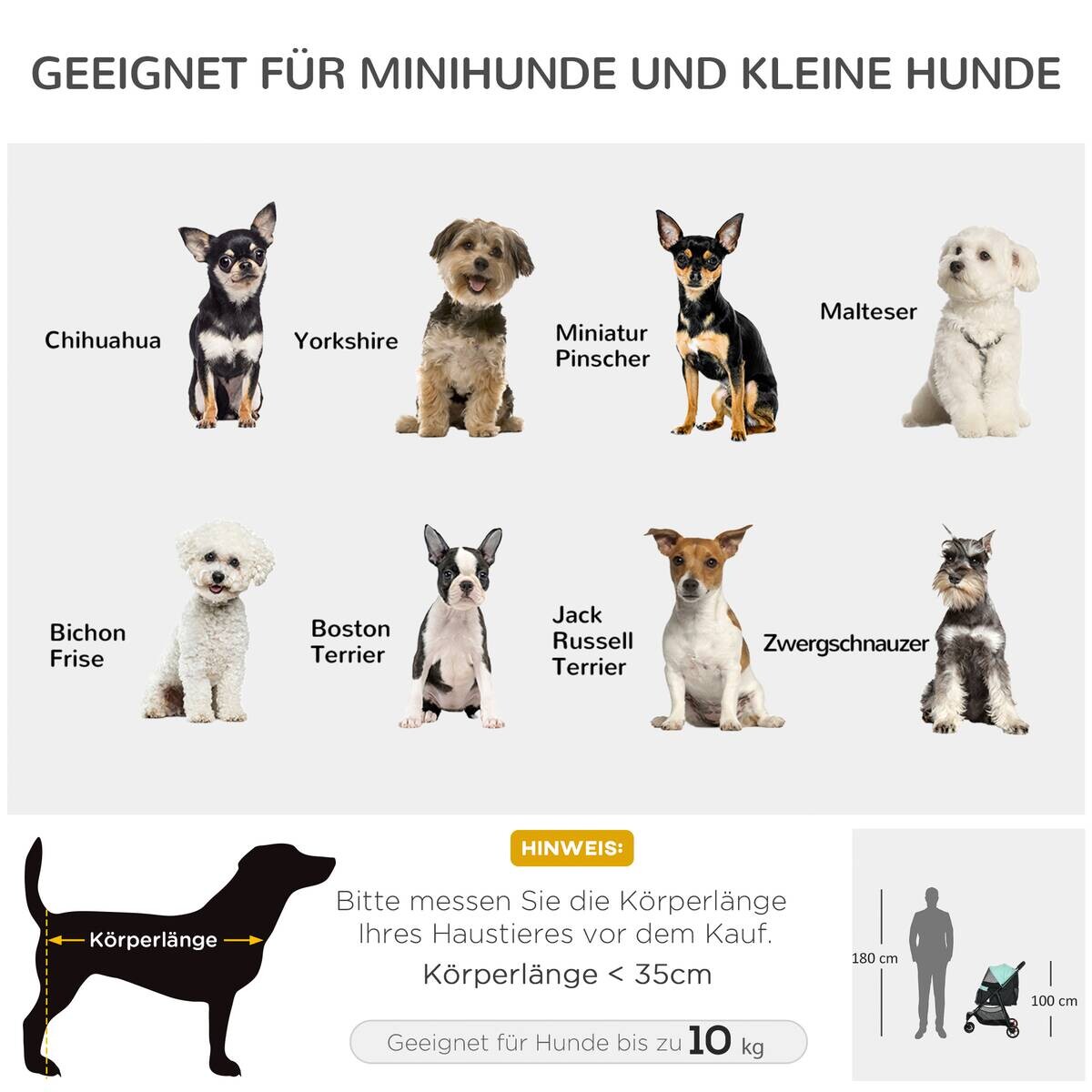 PawHut Hundebuggy grün Polyester B/H/L: ca. 51,5x100x80,5 cm