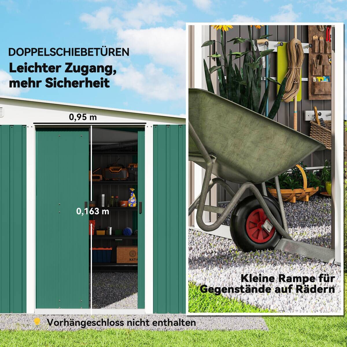 Outsunny Gerätehaus grün B/H/L: ca. 280x201x345 cm