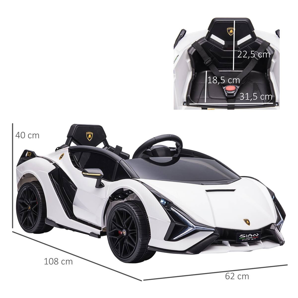 HOMCOM Kinder-Elektroauto weiß B/H/L: ca. 62x65x132 cm