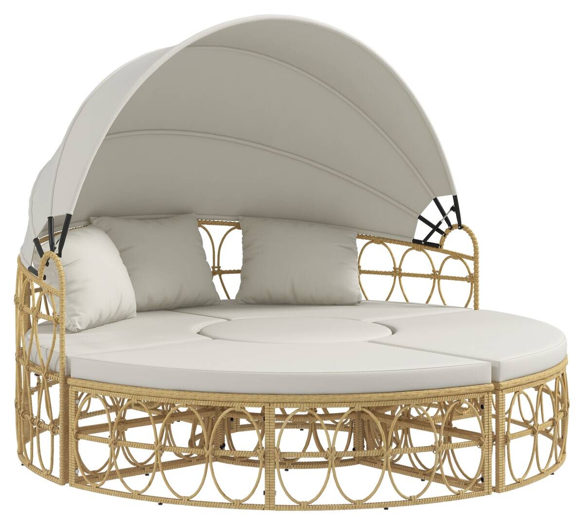 Outsunny Sonneninsel cremeweiß Edelstahl B/H/L: ca. 85x178x66,5 cm