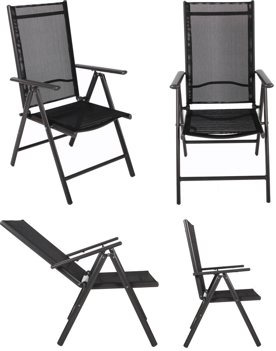 VCM Klappsessel-Set Sonlas anthrazit Textilene B/H/T: ca. 56x105x64 cm