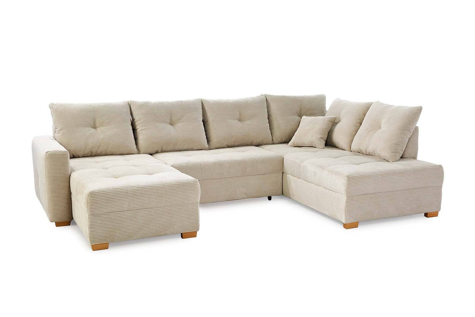 Wohnlandschaft Greige Microfaser B/H/T: ca. 313x92x200 cm