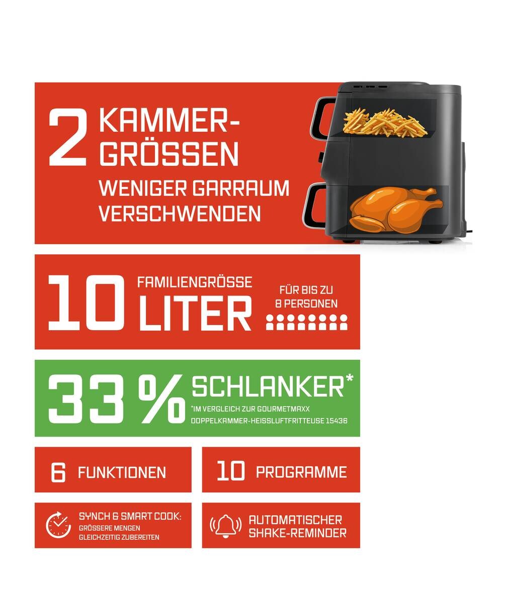 GOURMETmaxx Heißluftfritteuse 16404 schwarz Metall B/H/L: ca. 28,4x40x43 cm ca. 3,5 l