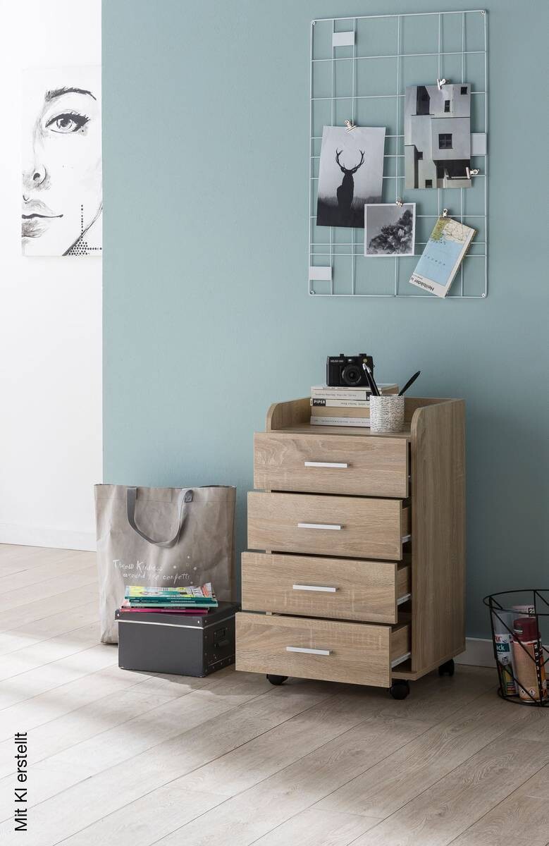 Rollcontainer braun Spanplatte B/H/T: ca. 40x70,5x33 cm