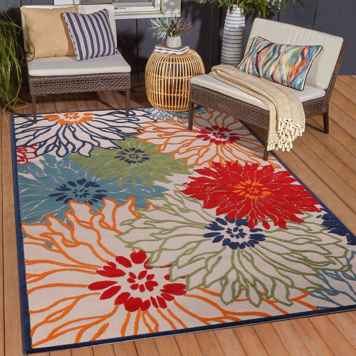 Sanat Outdoorteppich FLORAL bunt B/L: ca. 140x200 cm