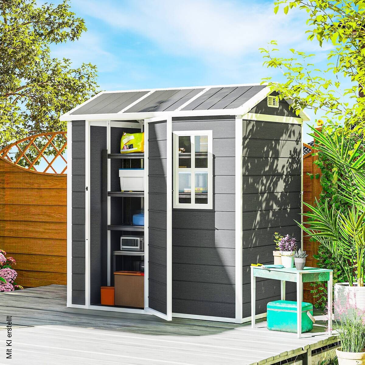 Outsunny Gartenhaus grau B/H/L: ca. 130x199x186 cm