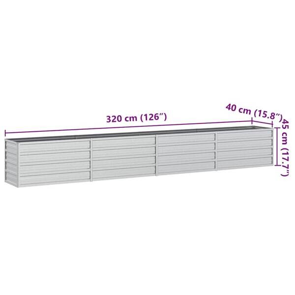 Garten-Hochbeet silber Stahl B/H/L: ca. 40x45x320 cm