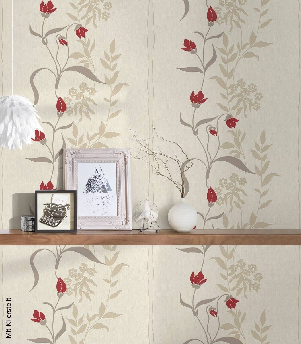 Livingwalls Vliestapete Best of Vlies Floral creme B/L: ca. 53x1005 cm