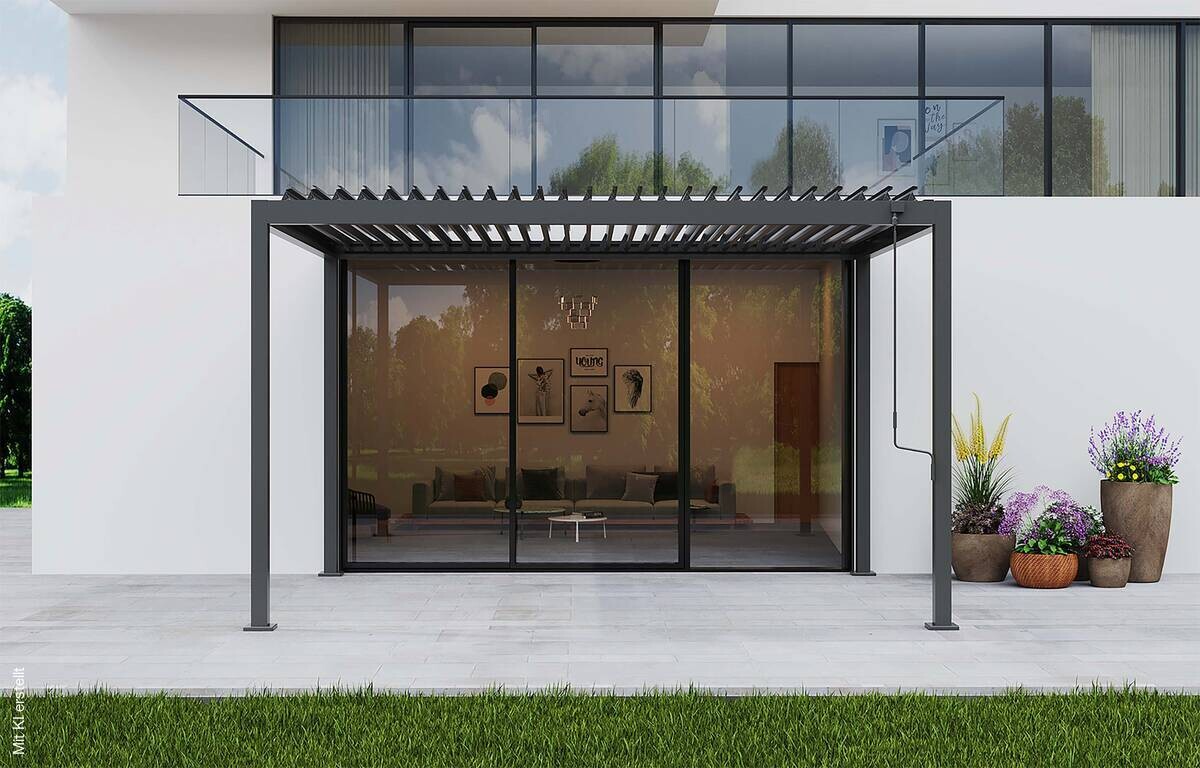 Pergola anthrazit Stahl B/H/L: ca. 296x247x389 cm