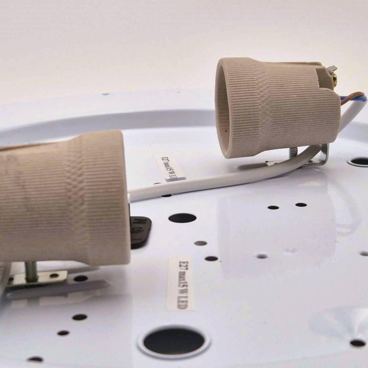 Lamkur Deckenleuchte Anello Eiche Glas Holz H/L: ca. 8x37 cm E27 2 Brennstellen