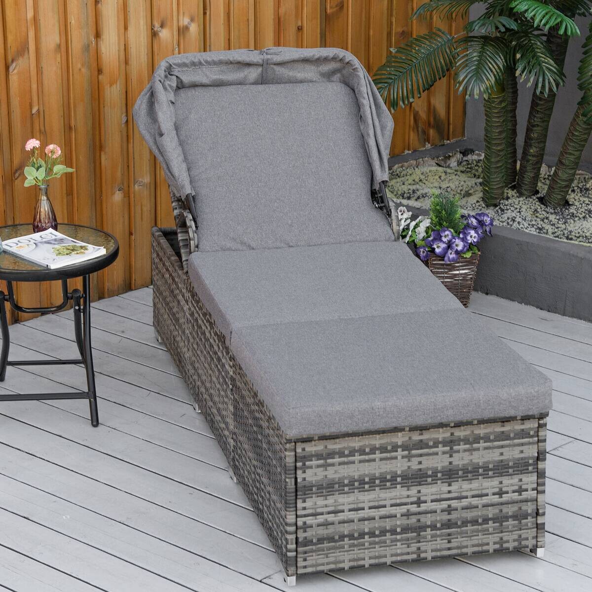 Outsunny Gartenliege grau Edelstahl B/H/L: ca. 65x195x40 cm
