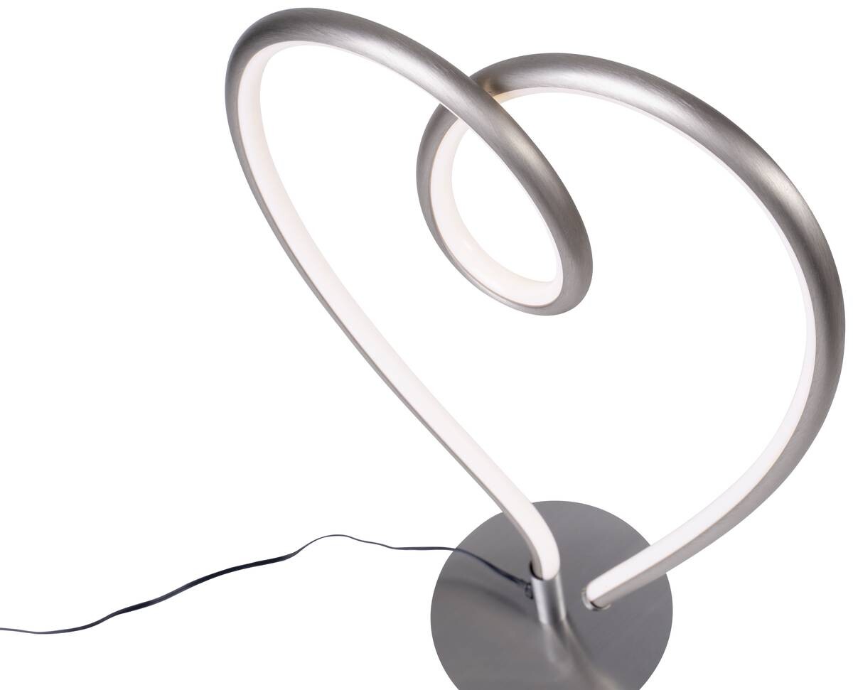 POCOline Tischleuchte Heart nickel matt weiß Metall Kunststoff B/H: ca. 24x40 cm