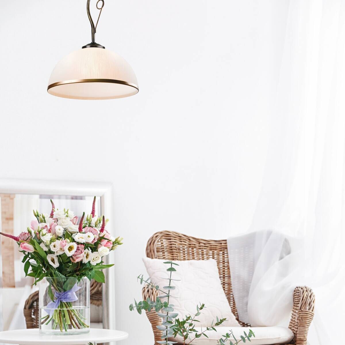 Lamkur Deckenleuchte Retro schwarz Glas Stahl B/H/L: ca. 32,5x45x32,5 cm E27 1 Brennstellen