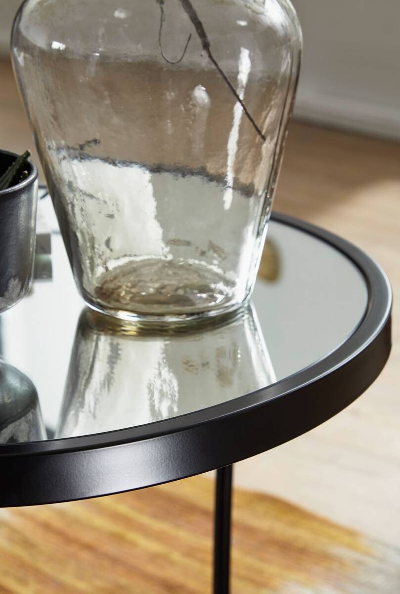 Beistelltisch 2er-Set. schwarz lackiert Glas Metall