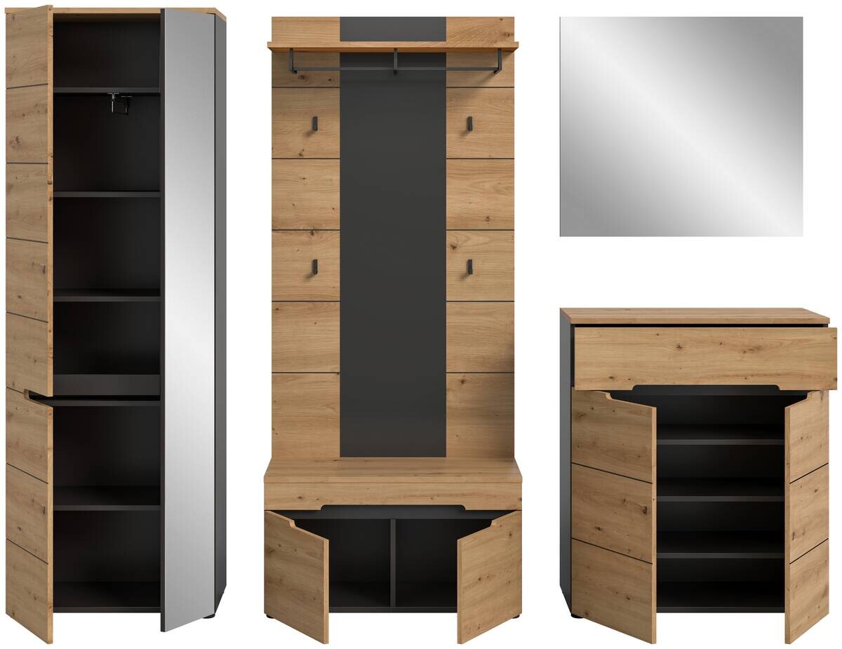Garderobe Canu basaltgrau Nachbildung Artisan Nachbildung B/H/T: ca. 255x190x37 cm