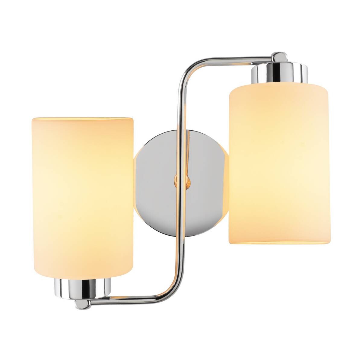 Opviq Wandleuchte silber Metall Glas B/H/L: ca. 32x28x32 cm E27 2 Brennstellen
