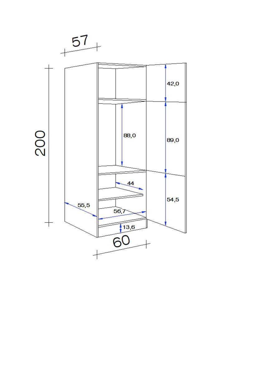 Kühlumbauschrank Valero weiß Hochglanz B/H/T: ca. 60x200x57 cm