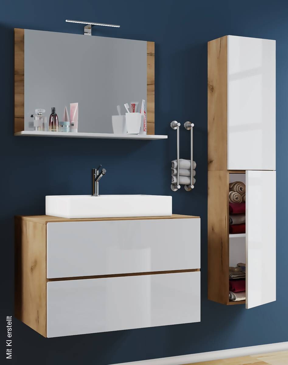 Waschplatz 4tlg-Lendas weiß Eiche Honig Nachbildung weiß B/H/T: ca. 60x52x52 cm